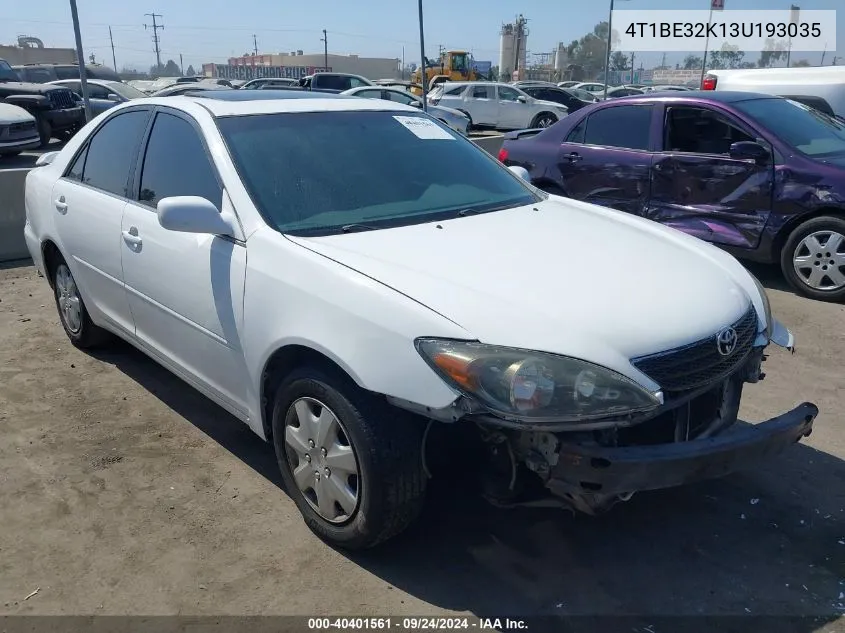 2003 Toyota Camry Le/Xle/Se VIN: 4T1BE32K13U193035 Lot: 40401561