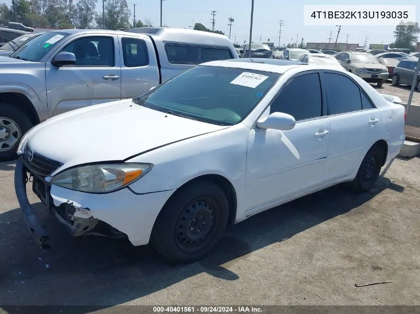 2003 Toyota Camry Le/Xle/Se VIN: 4T1BE32K13U193035 Lot: 40401561