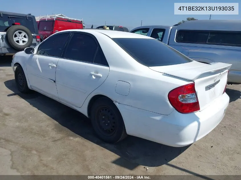 2003 Toyota Camry Le/Xle/Se VIN: 4T1BE32K13U193035 Lot: 40401561