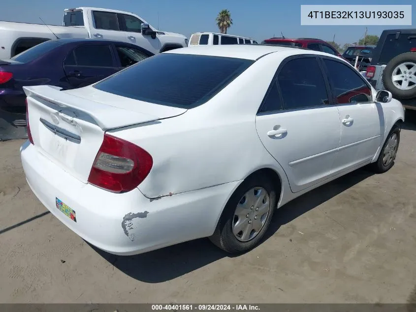 2003 Toyota Camry Le/Xle/Se VIN: 4T1BE32K13U193035 Lot: 40401561