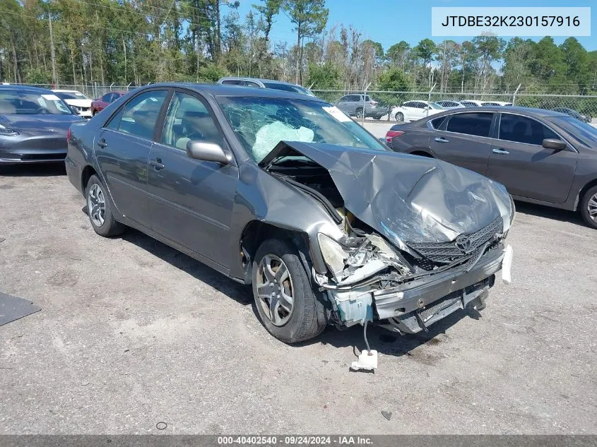 2003 Toyota Camry Le VIN: JTDBE32K230157916 Lot: 40402540