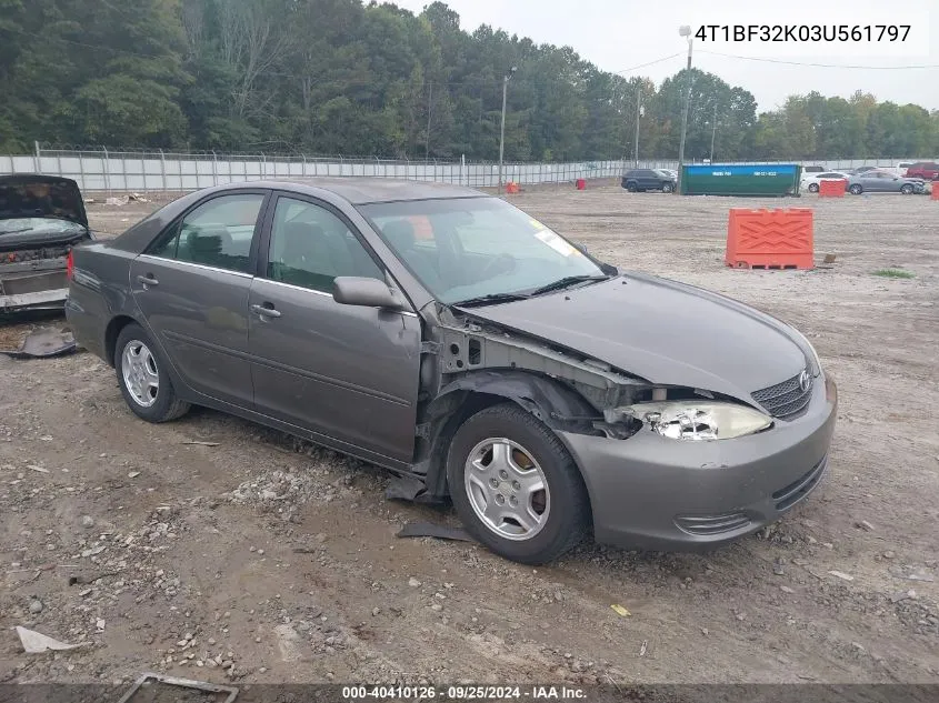 2003 Toyota Camry Le VIN: 4T1BF32K03U561797 Lot: 40410126