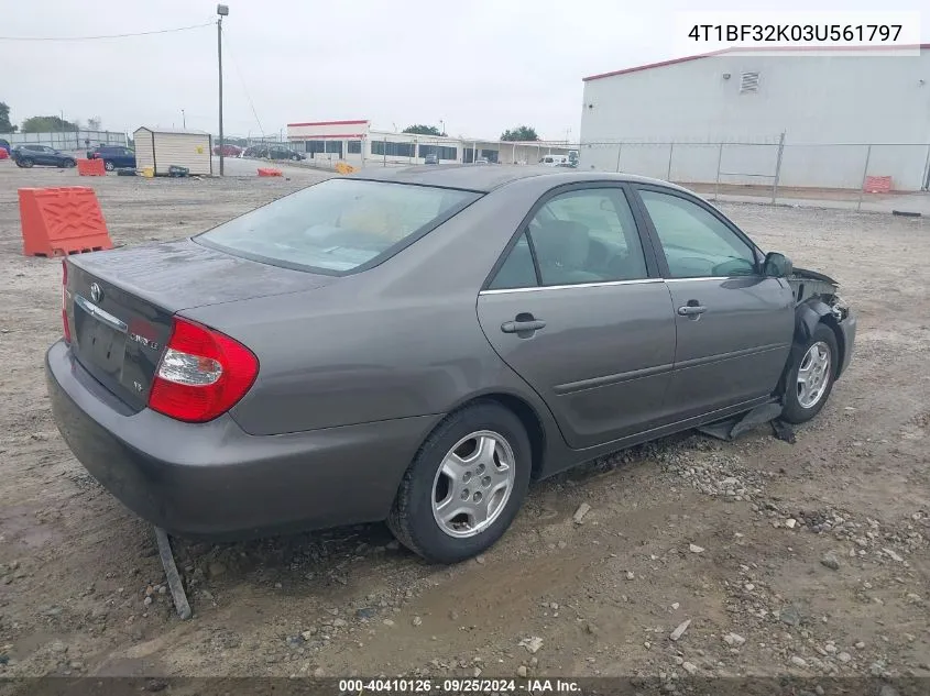 2003 Toyota Camry Le VIN: 4T1BF32K03U561797 Lot: 40410126