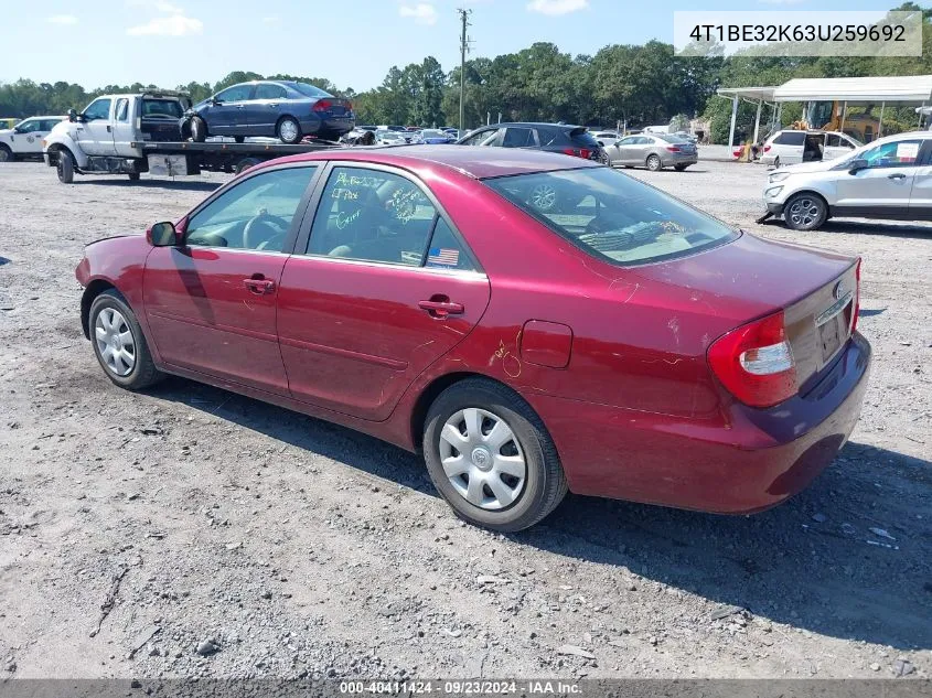 4T1BE32K63U259692 2003 Toyota Camry Le