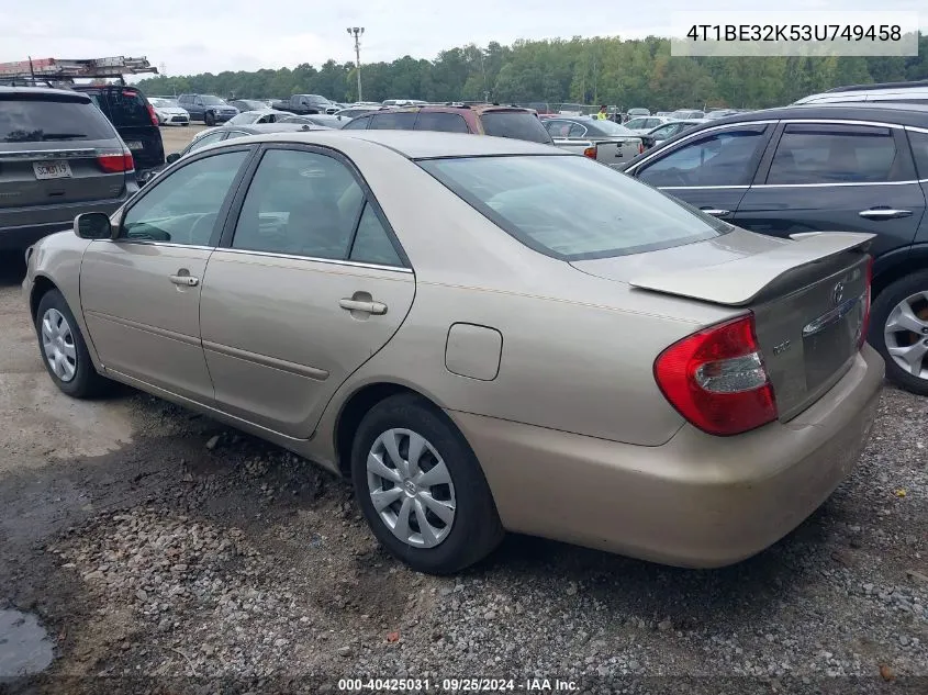 2003 Toyota Camry Le VIN: 4T1BE32K53U749458 Lot: 40425031