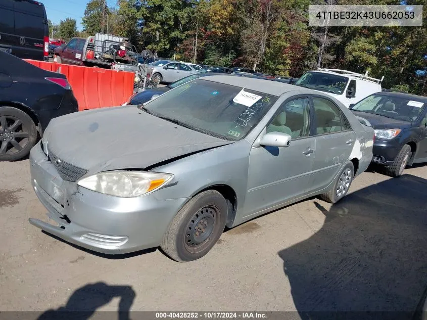 2003 Toyota Camry Le VIN: 4T1BE32K43U662053 Lot: 40428252