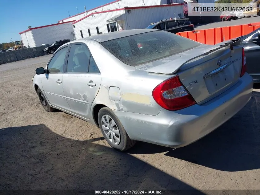 2003 Toyota Camry Le VIN: 4T1BE32K43U662053 Lot: 40428252