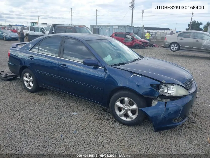 2003 Toyota Camry Le VIN: JTDBE32K030168400 Lot: 40430519