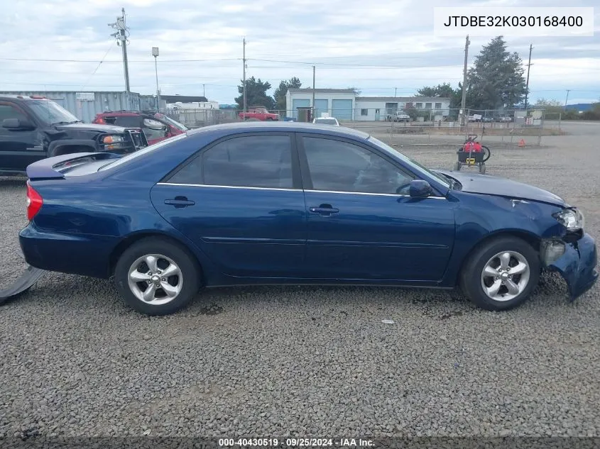 2003 Toyota Camry Le VIN: JTDBE32K030168400 Lot: 40430519