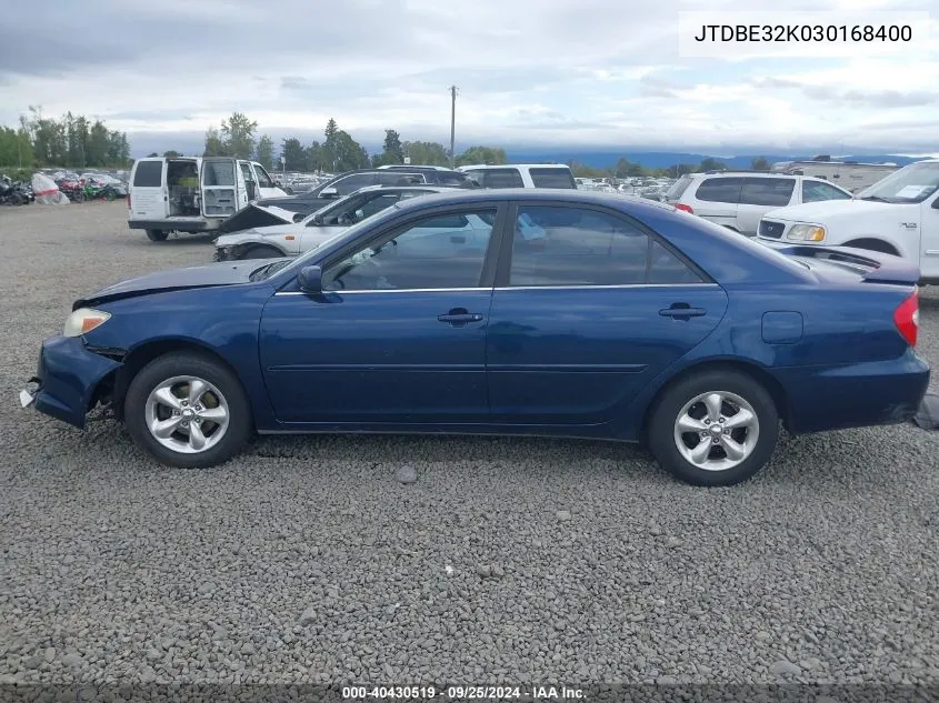 2003 Toyota Camry Le VIN: JTDBE32K030168400 Lot: 40430519