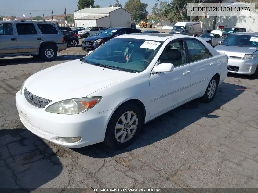 2003 Toyota Camry Xle V6 VIN: JTDBF32K130143776 Lot: 40436491