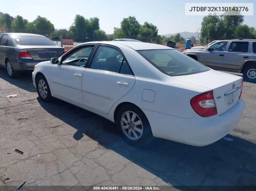 2003 Toyota Camry Xle V6 VIN: JTDBF32K130143776 Lot: 40436491