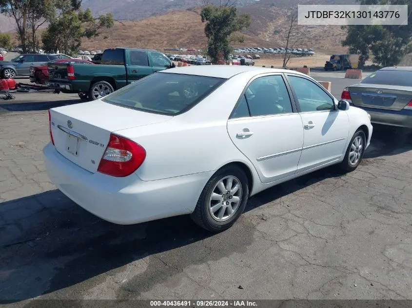 2003 Toyota Camry Xle V6 VIN: JTDBF32K130143776 Lot: 40436491