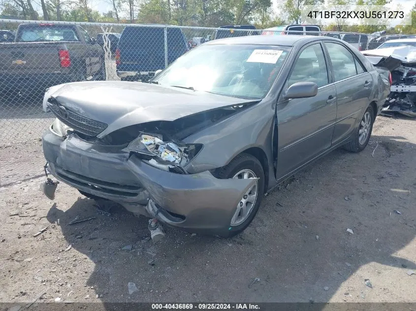 2003 Toyota Camry Xle V6 VIN: 4T1BF32KX3U561273 Lot: 40436869