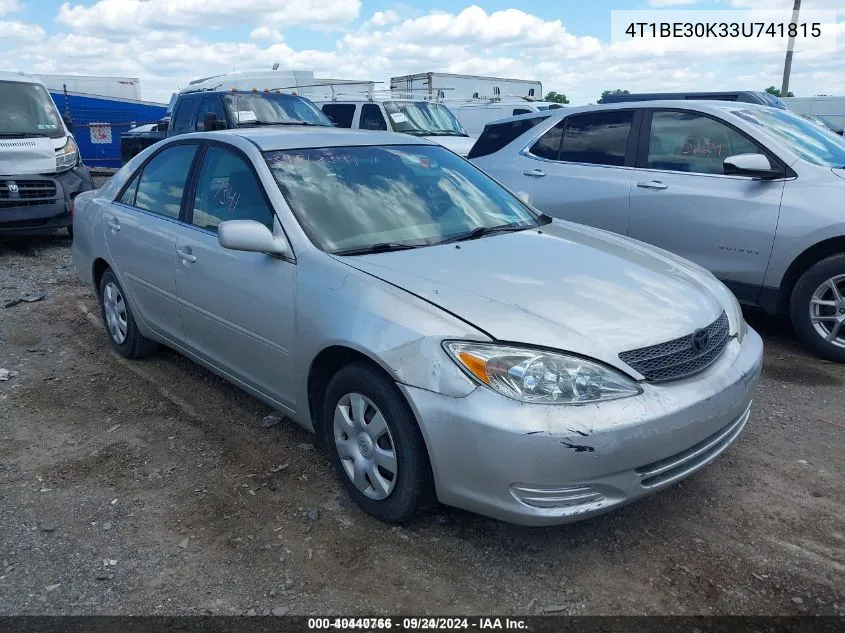 2003 Toyota Camry Le VIN: 4T1BE30K33U741815 Lot: 40440766