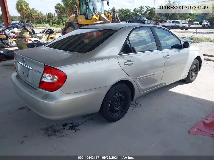 2003 Toyota Camry Le VIN: 4T1BE32K03U733149 Lot: 40443117