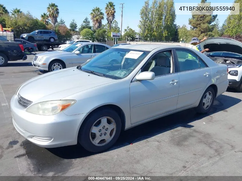 2003 Toyota Camry Le VIN: 4T1BF30K03U555940 Lot: 40447645