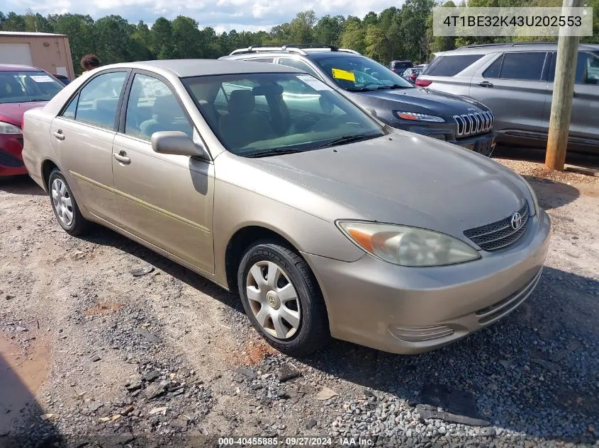 2003 Toyota Camry Le VIN: 4T1BE32K43U202553 Lot: 40455885