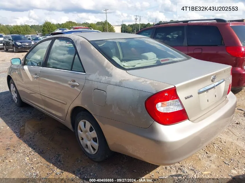 2003 Toyota Camry Le VIN: 4T1BE32K43U202553 Lot: 40455885