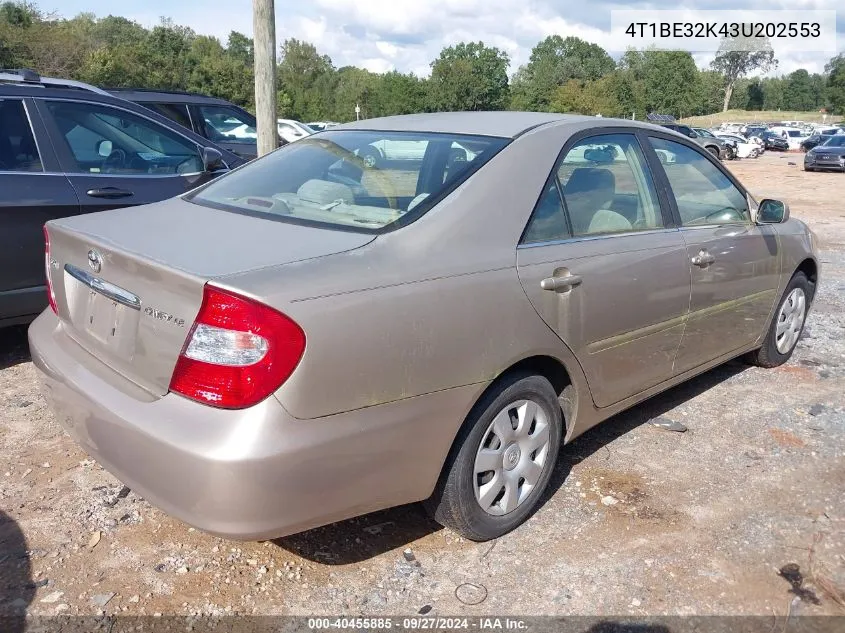 4T1BE32K43U202553 2003 Toyota Camry Le