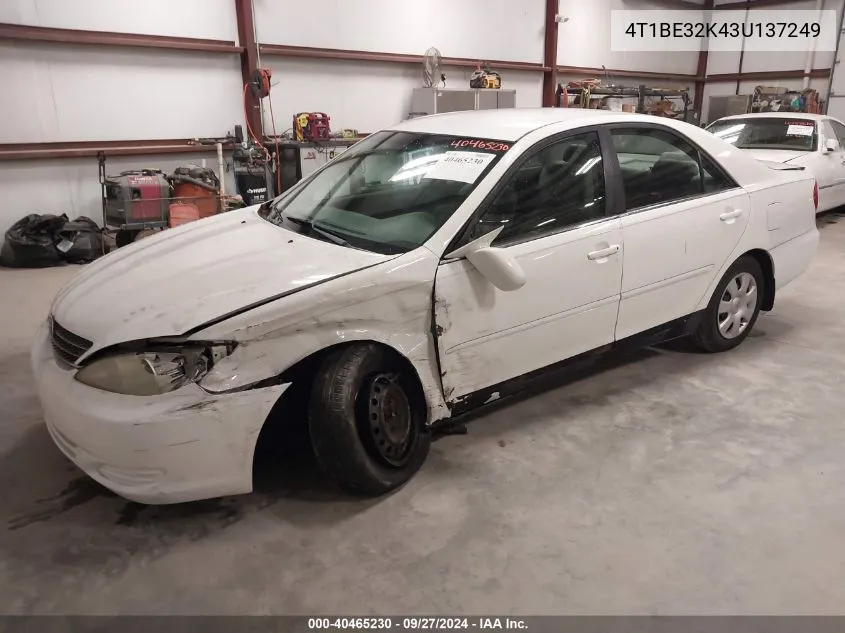 2003 Toyota Camry Le VIN: 4T1BE32K43U137249 Lot: 40465230