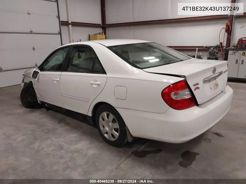 2003 Toyota Camry Le VIN: 4T1BE32K43U137249 Lot: 40465230