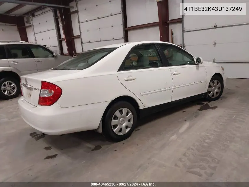 2003 Toyota Camry Le VIN: 4T1BE32K43U137249 Lot: 40465230