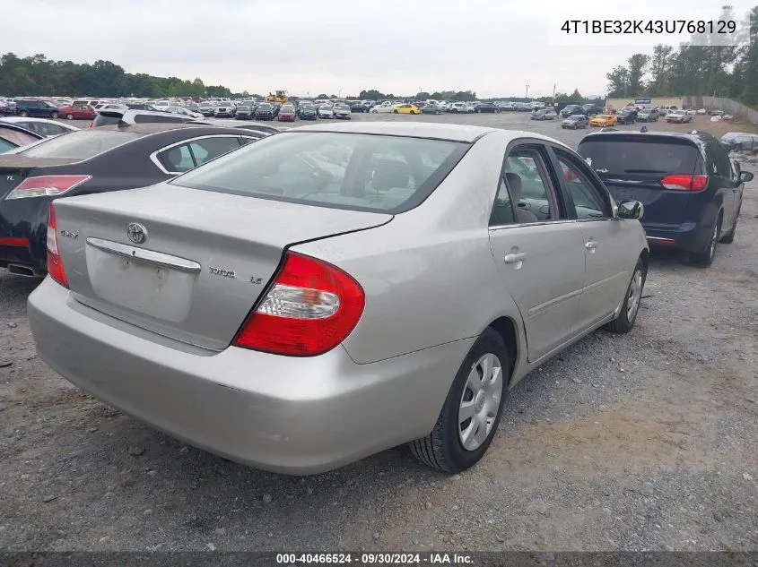 2003 Toyota Camry Le/Xle/Se VIN: 4T1BE32K43U768129 Lot: 40466524