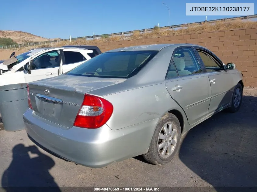 2003 Toyota Camry Xle VIN: JTDBE32K130238177 Lot: 40470569