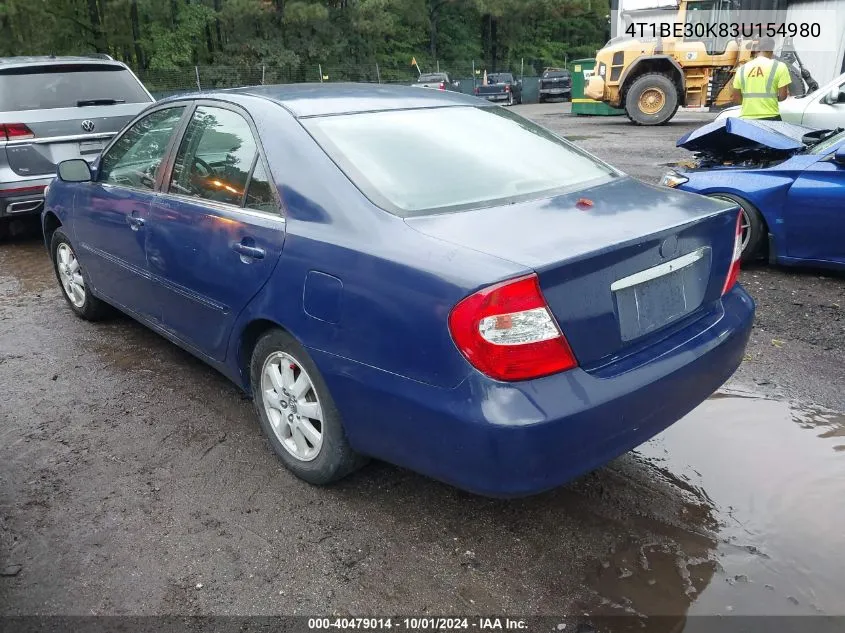 2003 Toyota Camry Xle VIN: 4T1BE30K83U154980 Lot: 40479014