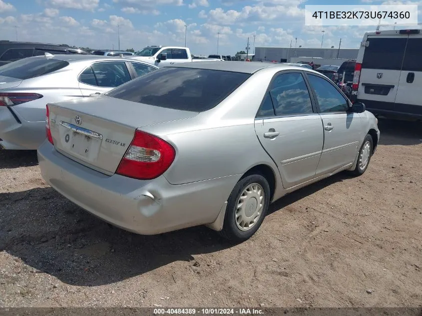 2003 Toyota Camry Le VIN: 4T1BE32K73U674360 Lot: 40484389