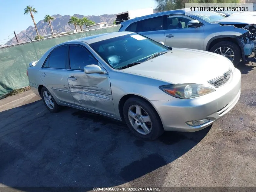 2003 Toyota Camry Se V6 VIN: 4T1BF30K53U550135 Lot: 40485609