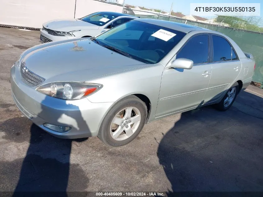 2003 Toyota Camry Se V6 VIN: 4T1BF30K53U550135 Lot: 40485609