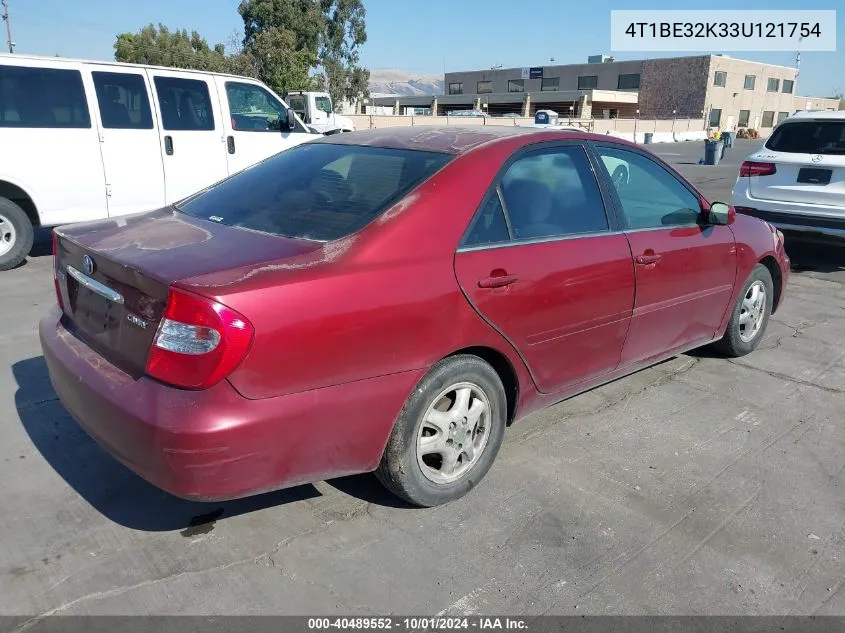 2003 Toyota Camry Le VIN: 4T1BE32K33U121754 Lot: 40489552