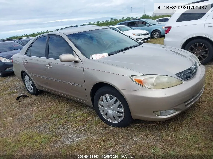 2003 Toyota Camry Le/Xle/Se VIN: 4T1BE32K93U700487 Lot: 40489963