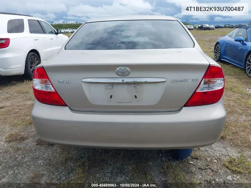 2003 Toyota Camry Le/Xle/Se VIN: 4T1BE32K93U700487 Lot: 40489963