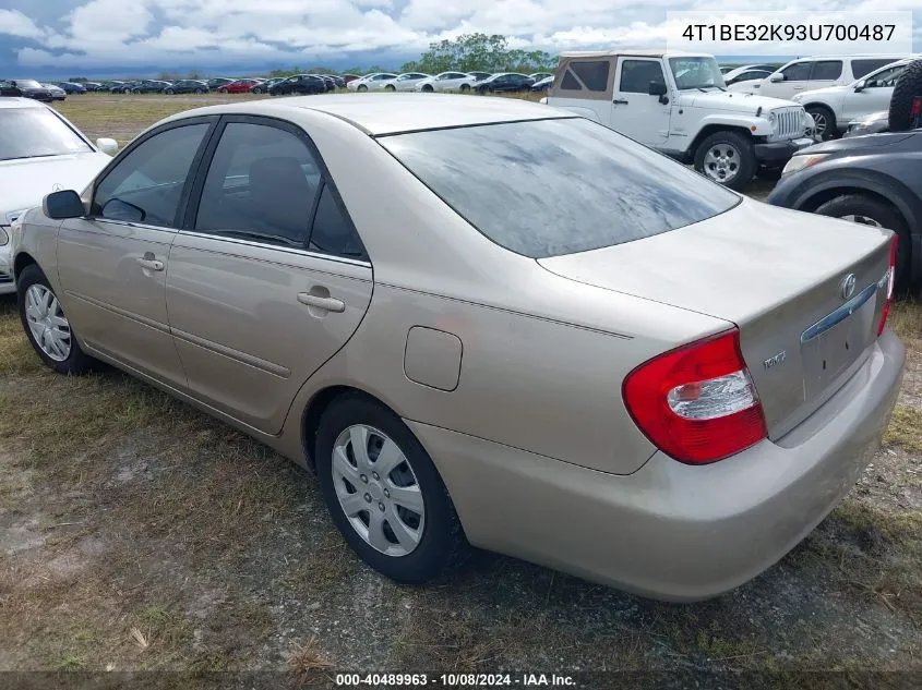 2003 Toyota Camry Le/Xle/Se VIN: 4T1BE32K93U700487 Lot: 40489963