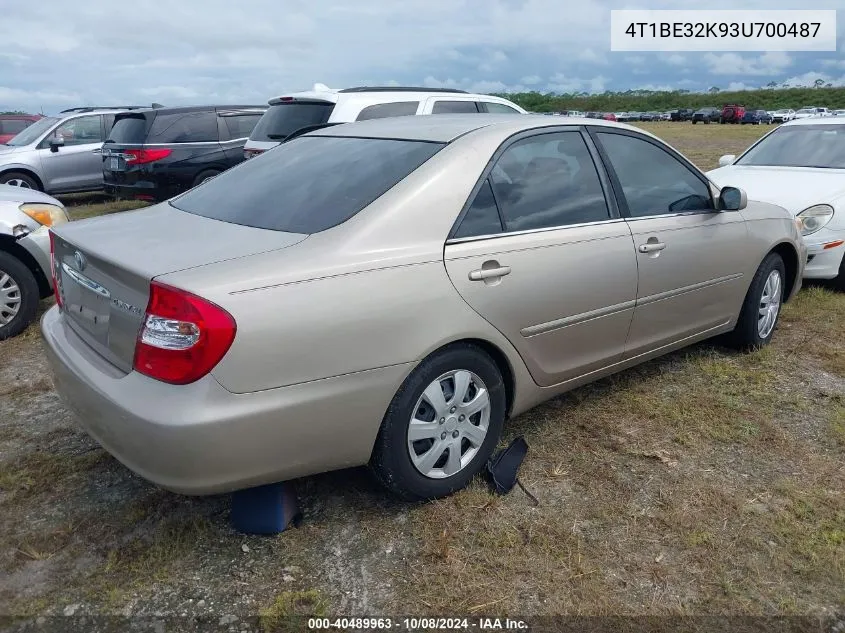 2003 Toyota Camry Le/Xle/Se VIN: 4T1BE32K93U700487 Lot: 40489963