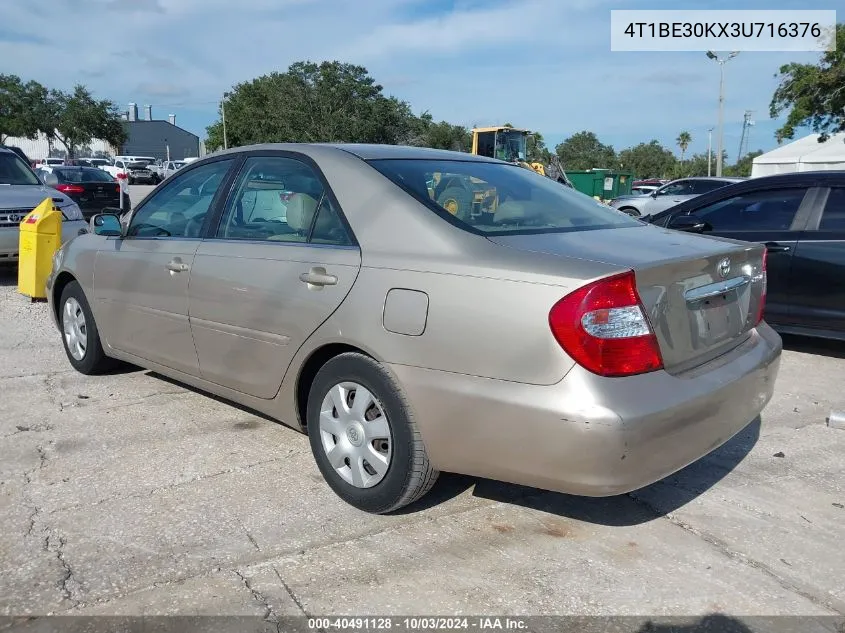 2003 Toyota Camry Le VIN: 4T1BE30KX3U716376 Lot: 40491128