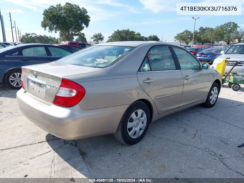 2003 Toyota Camry Le VIN: 4T1BE30KX3U716376 Lot: 40491128