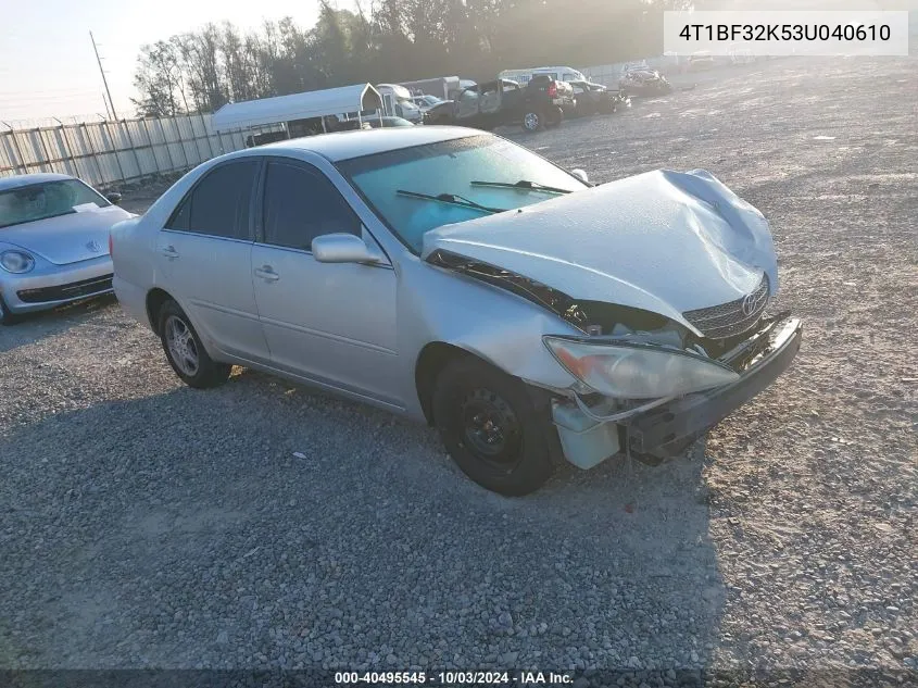 2003 Toyota Camry Le V6 VIN: 4T1BF32K53U040610 Lot: 40495545