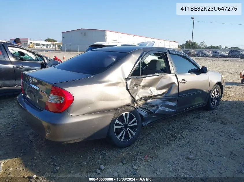 2003 Toyota Camry Le/Xle/Se VIN: 4T1BE32K23U647275 Lot: 40500888