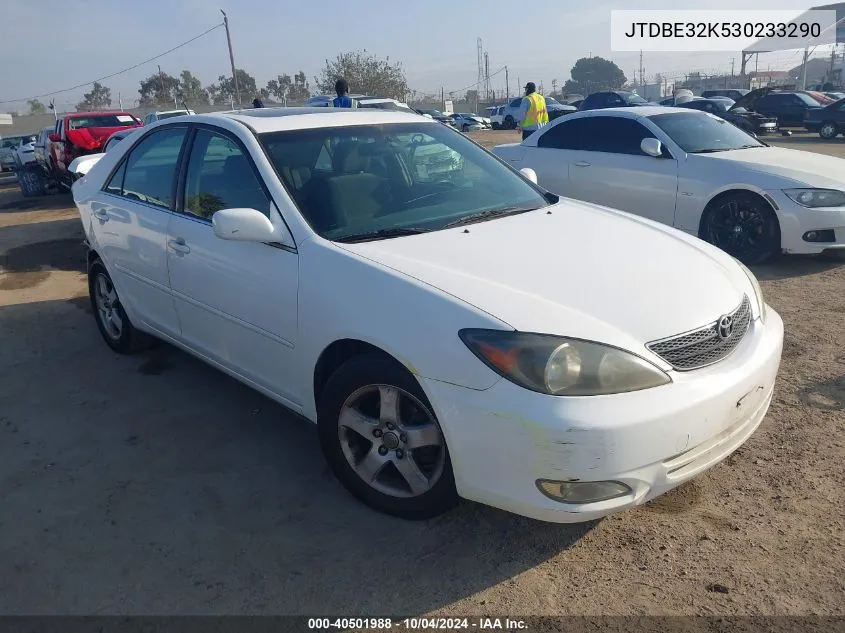 2003 Toyota Camry Se VIN: JTDBE32K530233290 Lot: 40501988