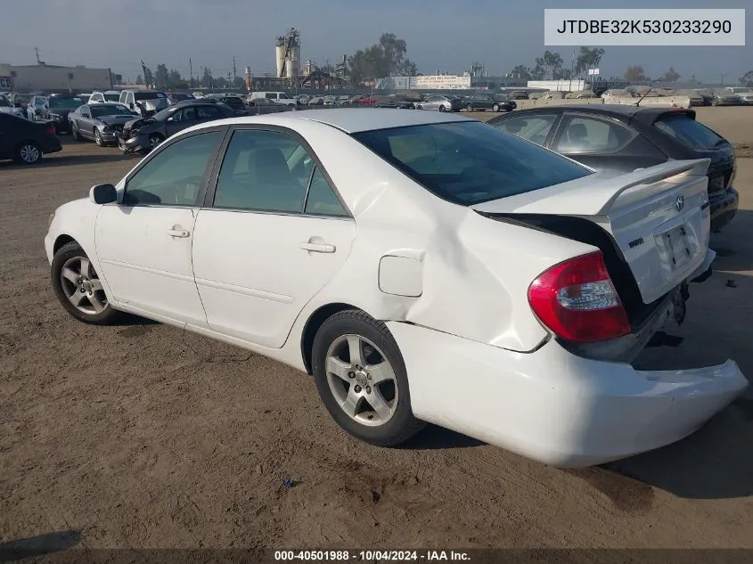 2003 Toyota Camry Se VIN: JTDBE32K530233290 Lot: 40501988