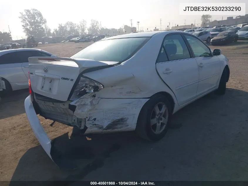 2003 Toyota Camry Se VIN: JTDBE32K530233290 Lot: 40501988