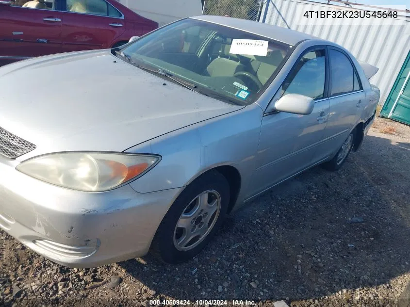 2003 Toyota Camry Le V6 VIN: 4T1BF32K23U545648 Lot: 40509424