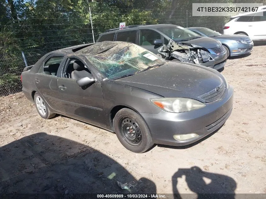 2003 Toyota Camry Se VIN: 4T1BE32K33U742167 Lot: 40509989