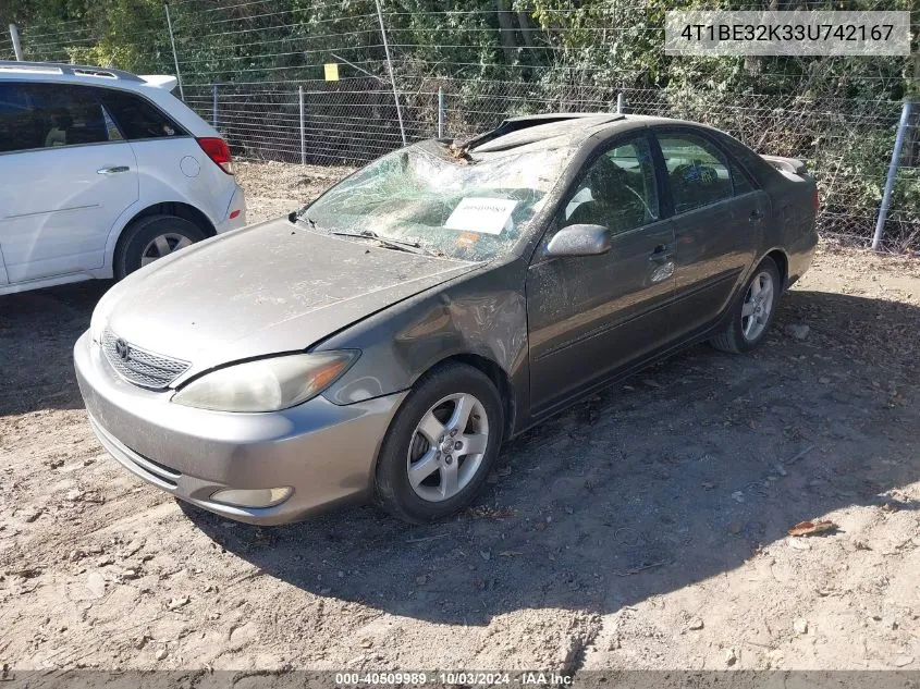 2003 Toyota Camry Se VIN: 4T1BE32K33U742167 Lot: 40509989