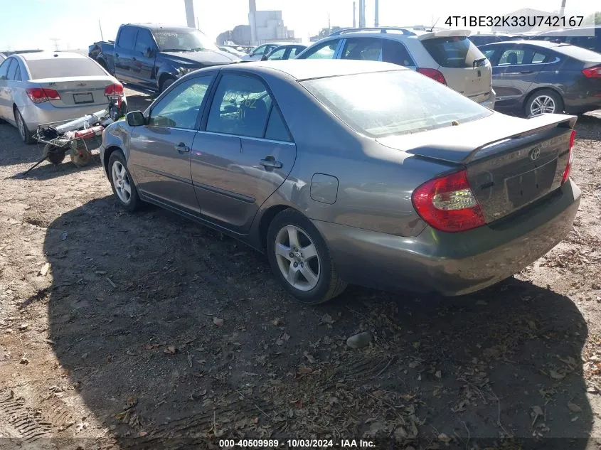 2003 Toyota Camry Se VIN: 4T1BE32K33U742167 Lot: 40509989