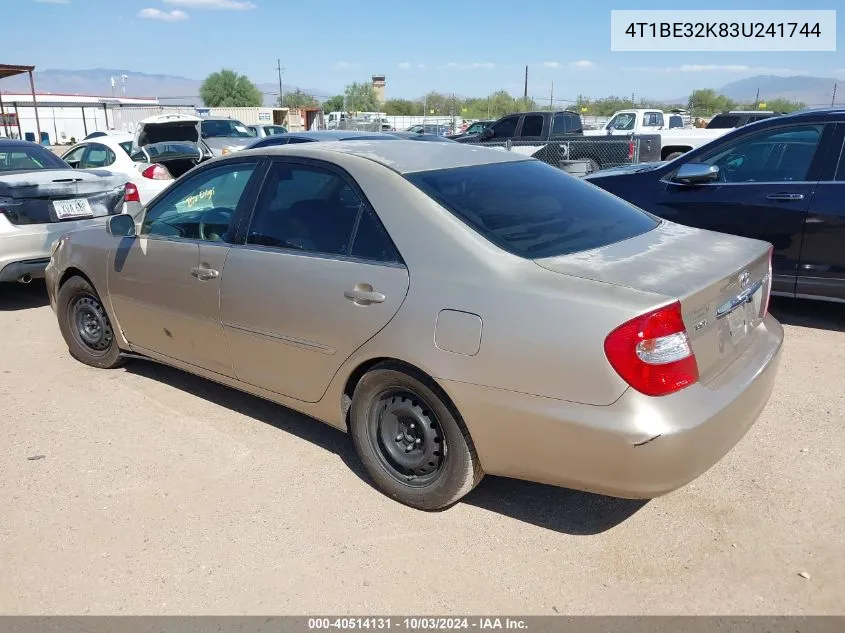 2003 Toyota Camry Xle VIN: 4T1BE32K83U241744 Lot: 40514131